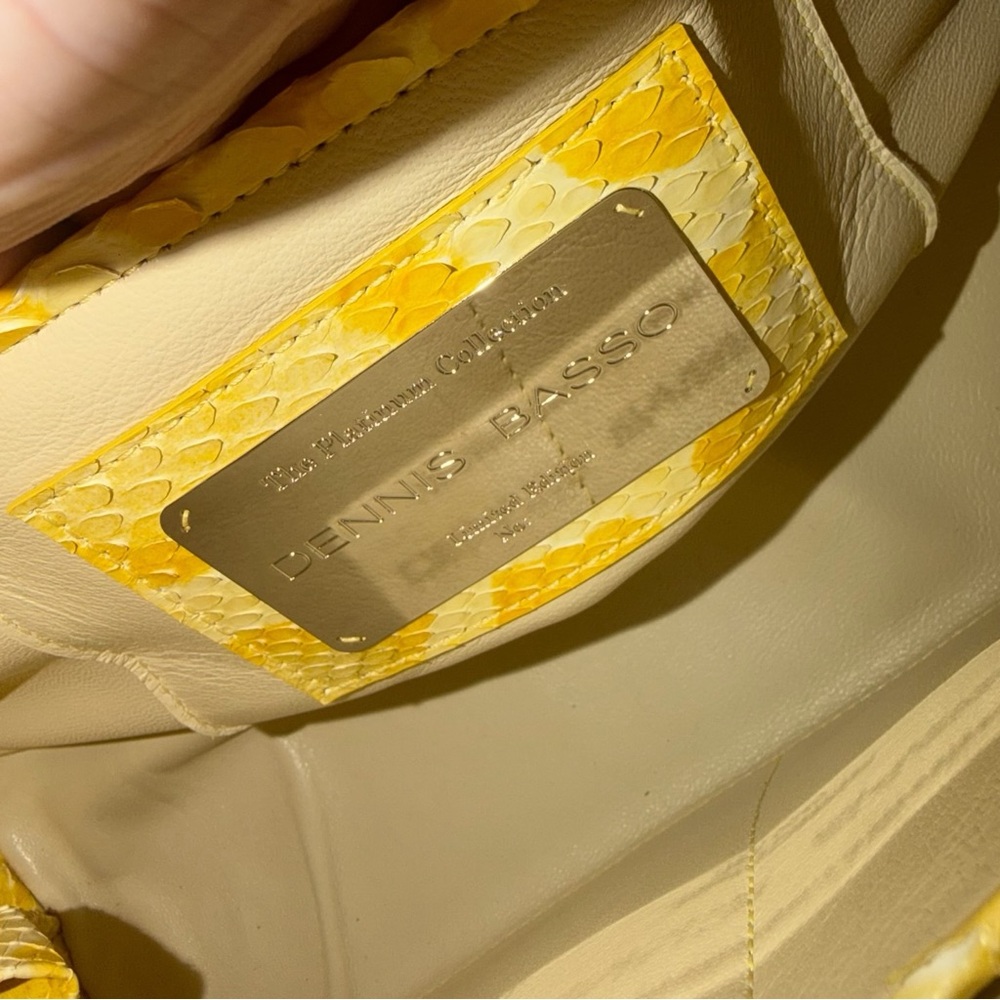 Dennis Basso Snakeskin Leather Python Yellow Hand… - image 7